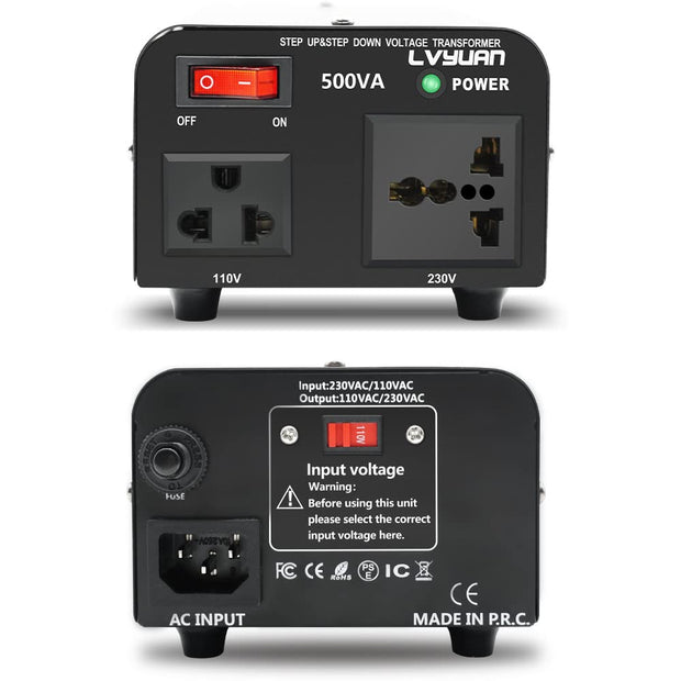 LVYUAN 500-Watt-Leistungswandler von 110 V Wechselstrom auf 220 V, Aufwärts- und Abwärtstransformator