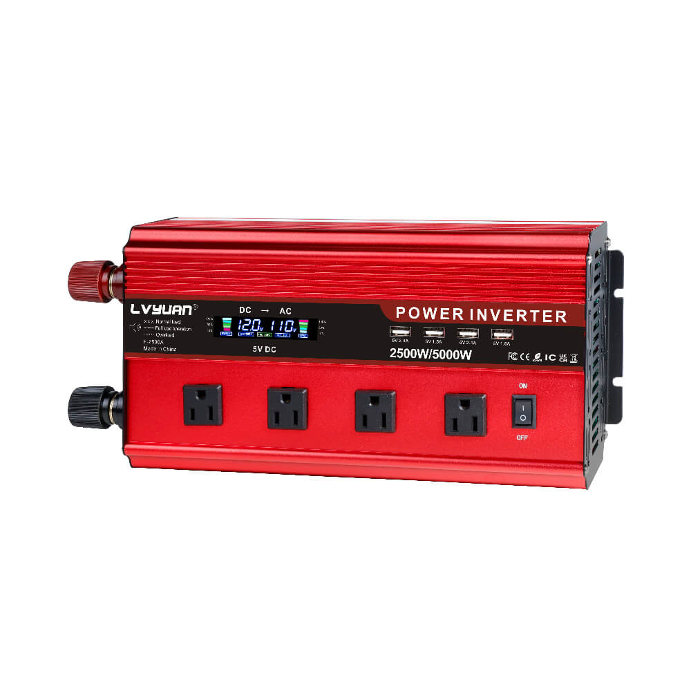 2500 W Wechselrichter DC 12 V bis AC 230 V mit LCD-Display 4 USB