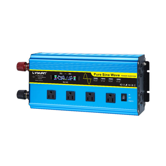 LVYUAN 2000 W / 4000 W reiner Sinuswellen-Spannungswandler 12 V 230 V mit LCD-Wechselrichter