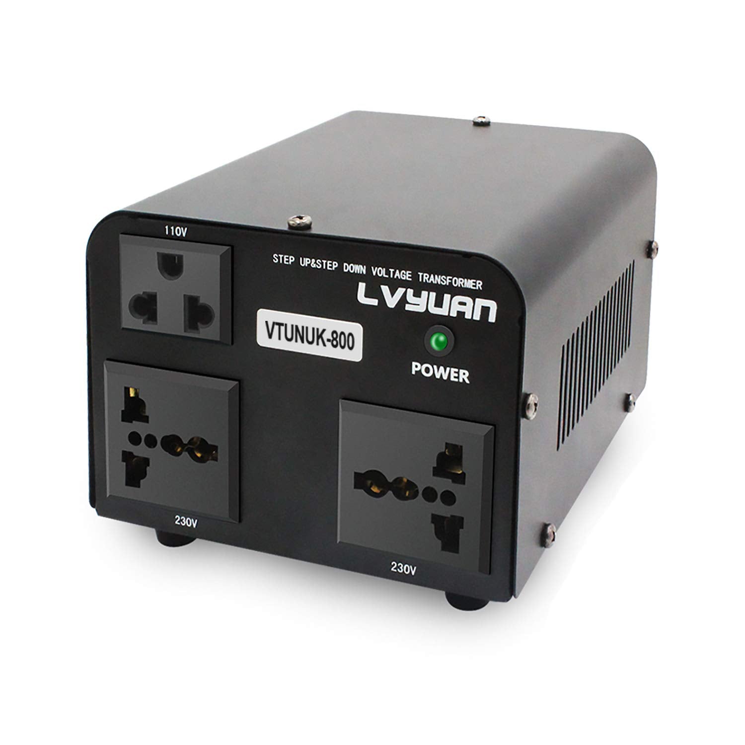 LVYUAN 800VA 220 V ⇄ 110 V Aufwärts- und Abwärtsspannungstransformator, UK nach USA und USA nach UK, duale 110-V- und 220-V-Steckdosen