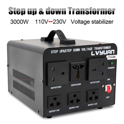 LVYUAN 3000 WATT SPANNUNGSKONVERTER STEP UP/DOWN AC 110V/120V⇄220V/240V TRANSFORMATOR