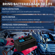 LVYUAN 10A Intelligentes Autobatterieladegerät, 12V- und 24V-Autobatterieladegerät, Batterieerhaltungsgerät, Erhaltungsladegerät, Schwimmerladegerät und Desulfator für AGM-, Motorrad-, Rasenmäher- und Blei-Säure-Batterien