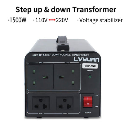 LVYUAN 1500W 220V ⇄110V TRANSFORMATEUR DE TENSION CONVERTISSEUR DE TENSION ASCENSEUR ET Abaisseur