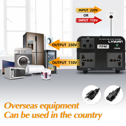 Conversion de puissance de 800 watts de AC 110V ⇄ 220V