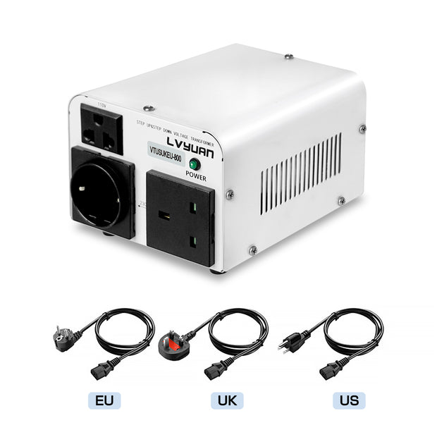 LVYUAN 800 Watt Step-Up/Down-Konvertierung von 110–120 Volt auf 220–240 Volt und von 220–240 Volt auf 110–120 Volt mit Netzkabeln aus den USA, Großbritannien und Europa