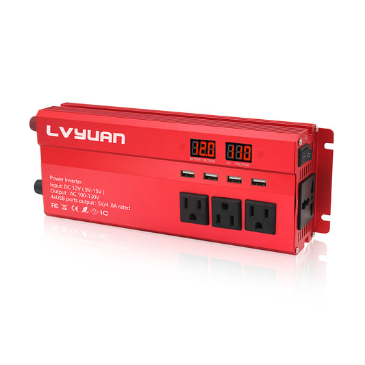 LVYUAN 1000W Wechselrichter DC 12V zu AC 110V mit LCD-Display DC zu AC Konverter