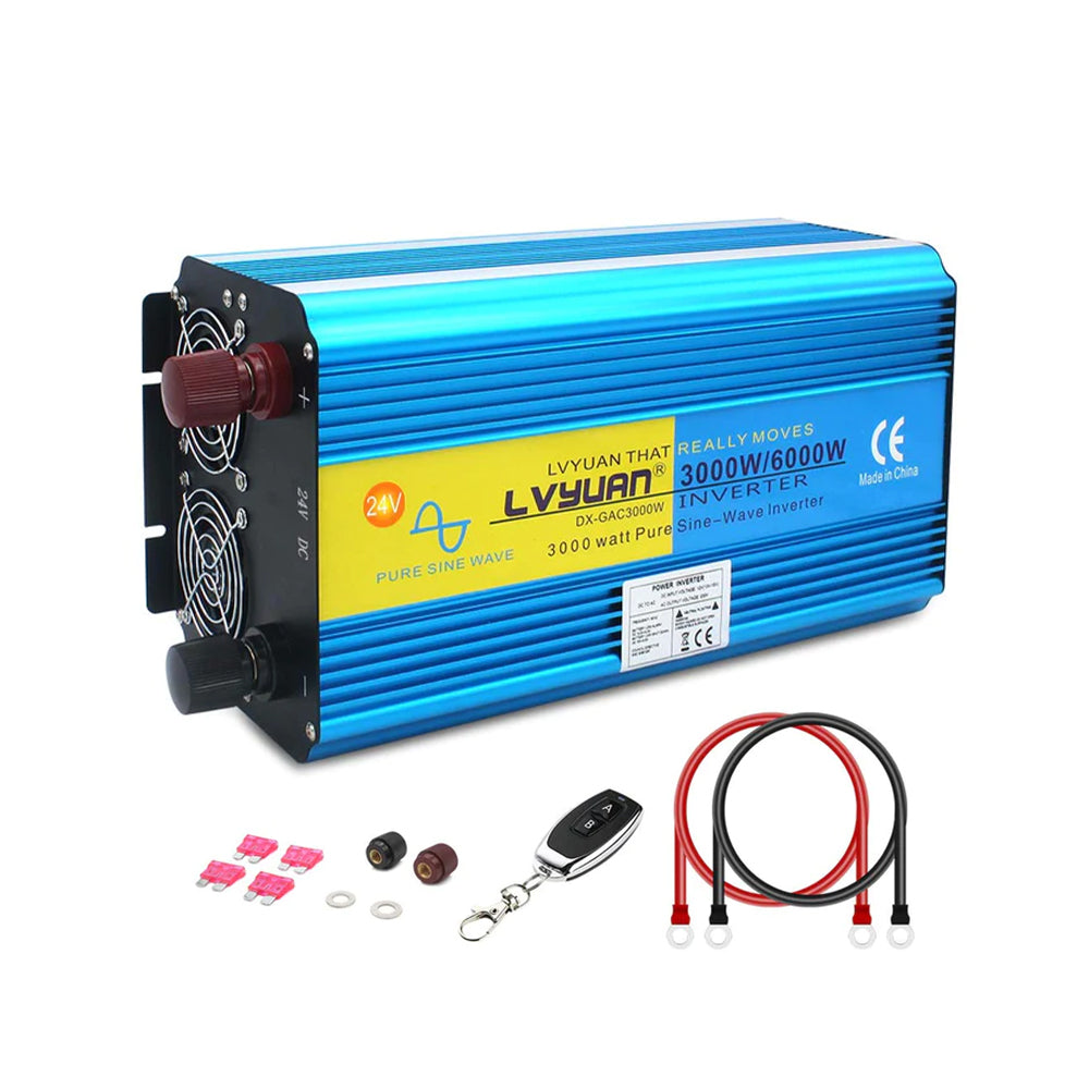 LVYUAN Spannungswandler 24V 230V 800W / 1600W Wechselrichter mit 3  Steckdose und 4 USB LED Spannungsanzeige: : Auto & Motorrad