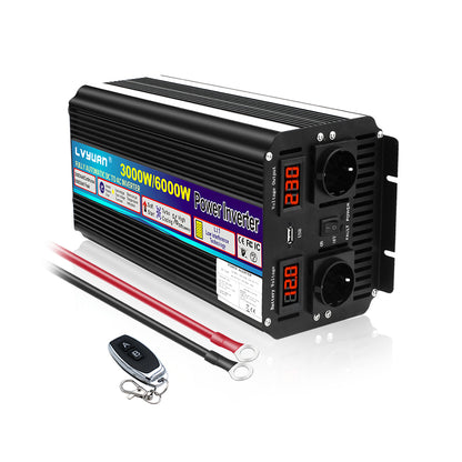 LVYUAN 3000W Wechselrichter DC 12V bis 230V AC mit LCD-Display mit Fernbedienung für Wohnmobile und Wohnmobile für LKW, Auto