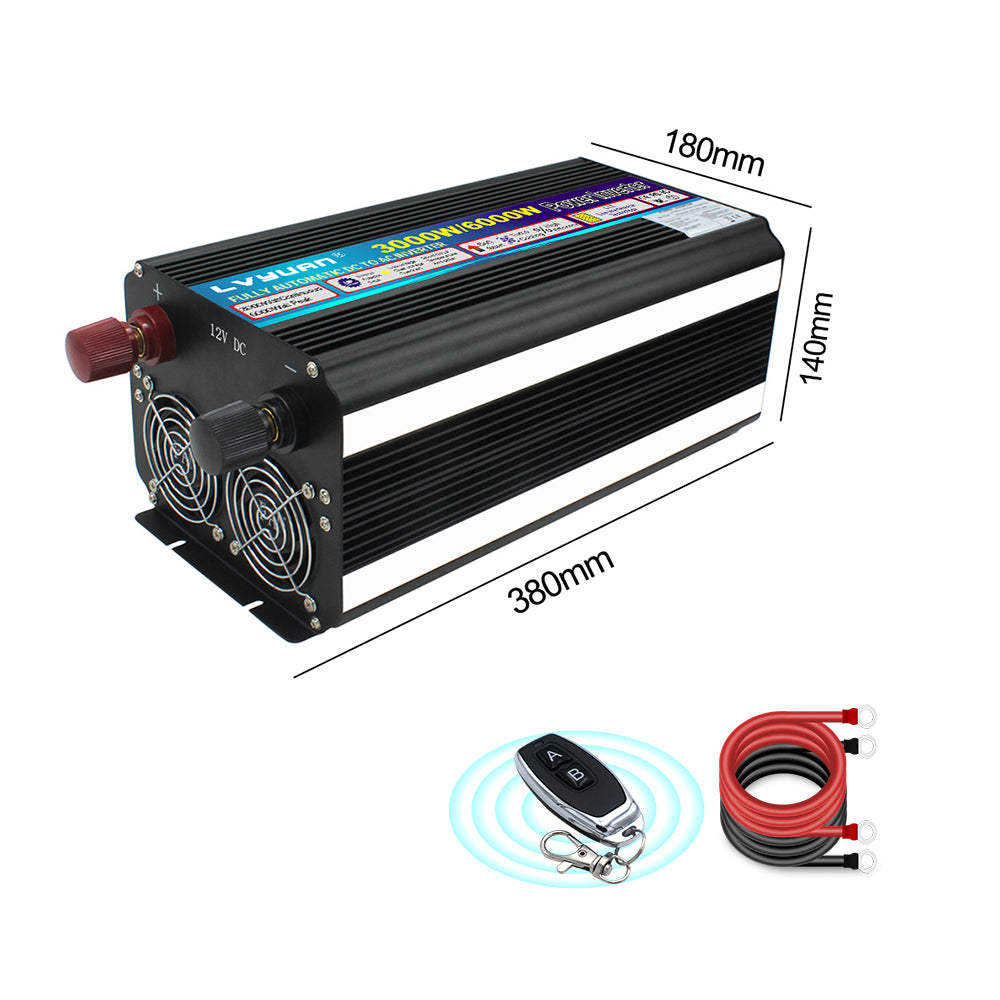 LVYUAN 3000W Wechselrichter DC 12V bis 230V AC mit LCD-Display mit Fernbedienung für Wohnmobile und Wohnmobile für LKW, Auto