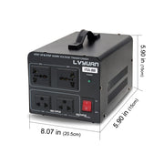 LVYUAN 2000-Watt-Leistungswandler von 110 V Wechselstrom auf 220 V, Aufwärts- und Abwärtstransformator