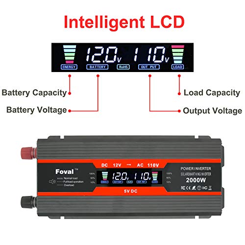 1000-W-Auto-Wechselrichter DC 12 V auf 110 V AC mit LCD-Display DC-AC-Konverter