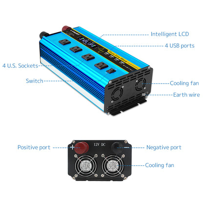 2500 W reiner Sinus-Wechselrichter DC 12 V zu AC 110 V mit Fernbedienung, LCD-Display DC zu AC-Konverter