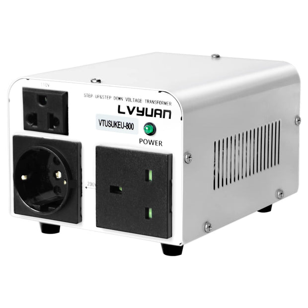 LVYUAN 800 Watt Step-Up/Down-Konvertierung von 110–120 Volt auf 220–240 Volt und von 220–240 Volt auf 110–120 Volt mit Netzkabeln aus den USA, Großbritannien und Europa