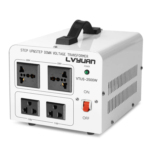 LVYUAN Transformateur de tension 2500 W élévateur de 110 V à 220 V, convertisseur de tension abaisseur de 220 V à 110 V 