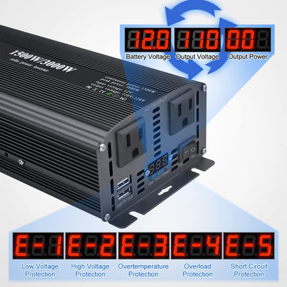 LVYUAN 1500 W Wechselrichter DC 12 V auf 110 V AC Auto-Wechselrichter-Konverter