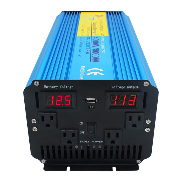 LVYUAN 4000 W reiner Sinus-Wechselrichter, 12 V auf 110 V DC-zu-AC-Konverter, LED, für Wohnmobile und Wohnmobile, LKWs, Autos