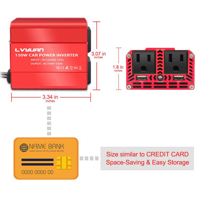 Onduleur de voiture 150W DC 12V à 110V AC