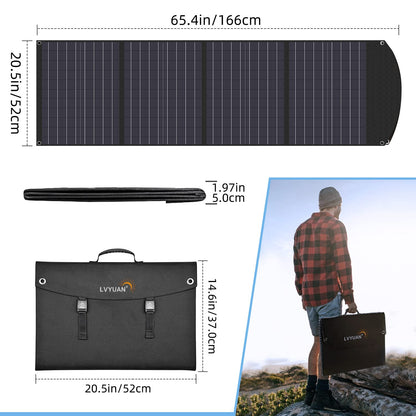 LVYUAN Panneau solaire portable 120 W avec béquilles réglables, pliable, étanche IP65 pour camping-car, extérieur, camping, tablettes, occultant