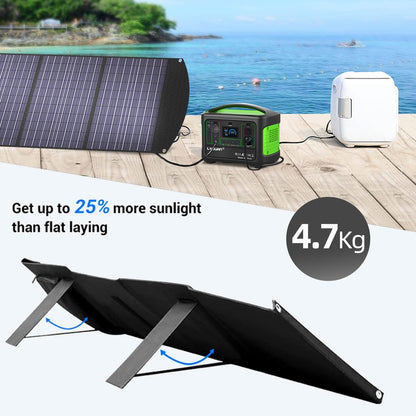 LVYUAN Panneau solaire portable 120 W avec béquilles réglables, pliable, étanche IP65 pour camping-car, extérieur, camping, tablettes, occultant